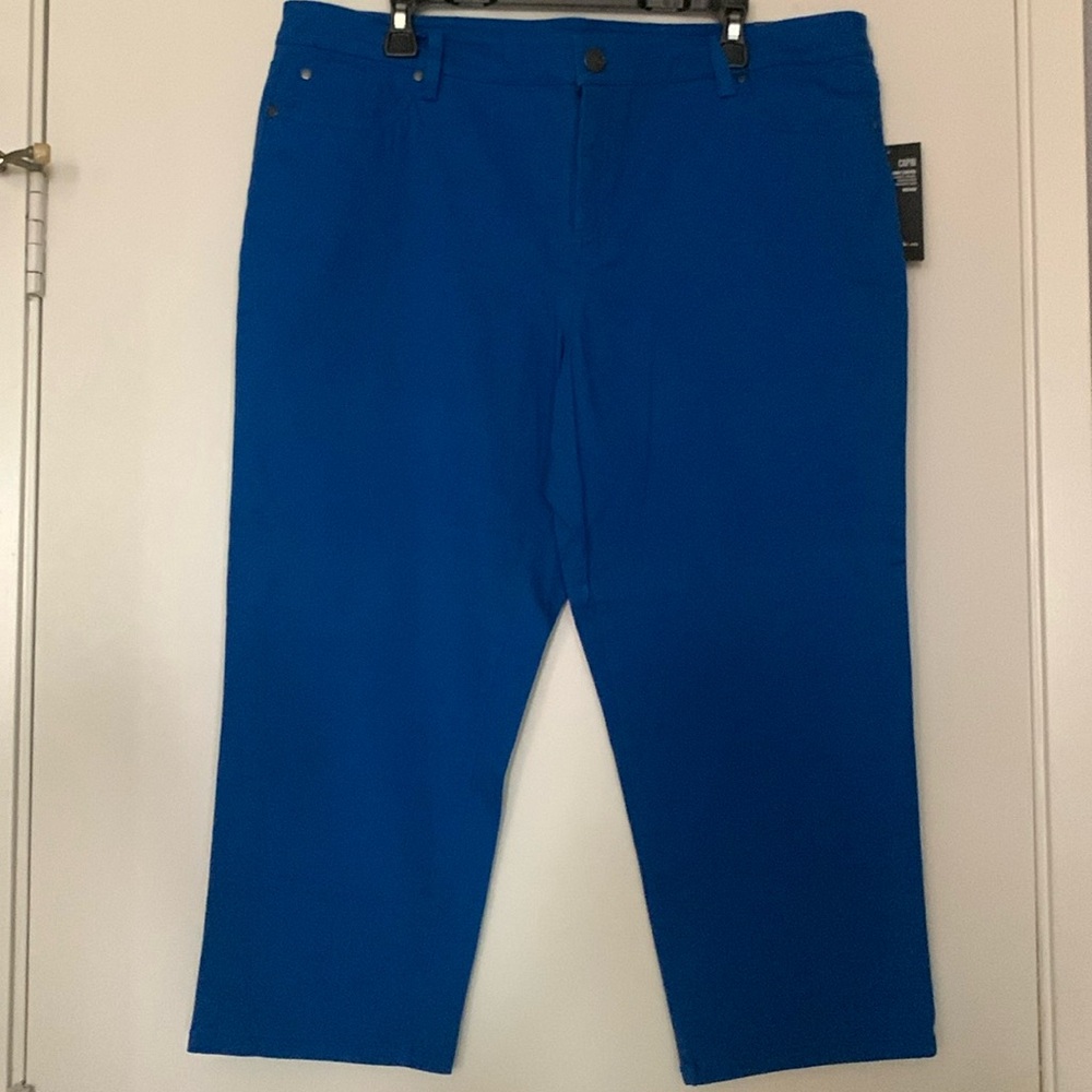 NWT Women's Style & Co Tummy Contral  Vibrant Blue Capri Pants Size 18